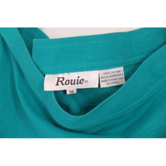 Vintage ROUIE bias cut teal cotton midi skirt - Picture 8 of 8